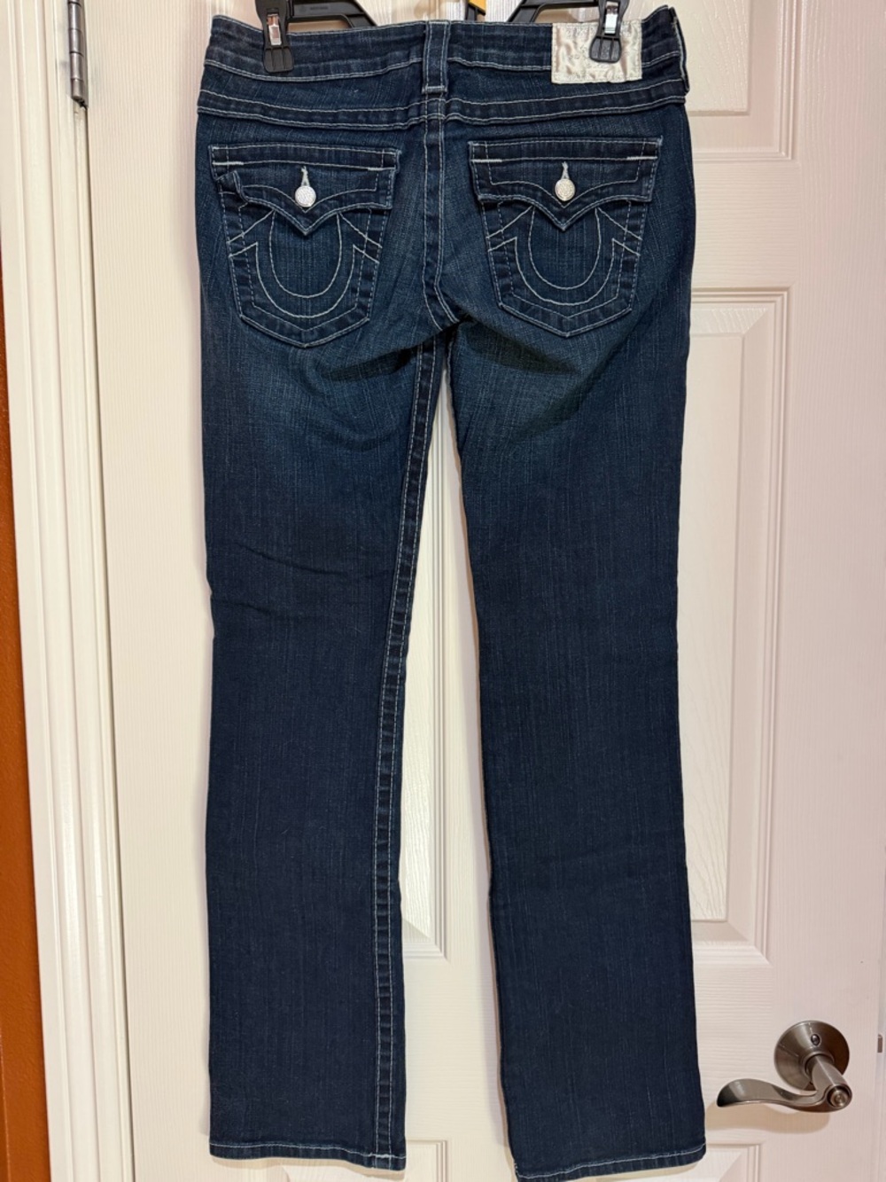 True Religion Women’s Dark Blue Jeans with Swarovski Crystal embellished buttons